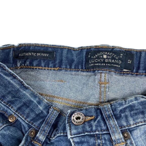Lucky Brand Authentic Skinny Medium Wash Denim Jeans Girls Size 12 - Picture 4 of 8